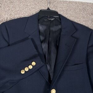 Orvis Gold Buttons 42R Men Wool Blend Blazer Sport Coat Jacket Navy Blue USA Vtg